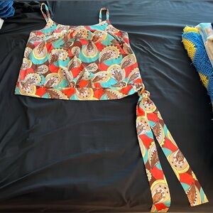 Women’s Baby Phat Y2K satin like colorful top with side tie in size 1x